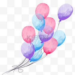 矢量彩色花束图片_气球束生日装饰水彩