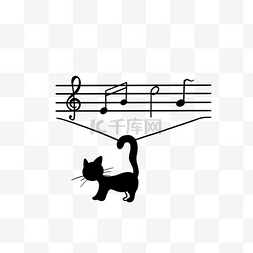 五线谱变形猫咪乐符