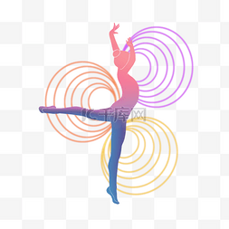 科技艺术海报图片_女性艺术体操抽象剪影