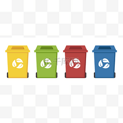 减少污染图片_不同颜色的回收箱