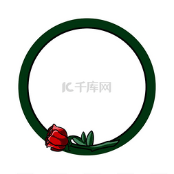 绿色圆圈和花朵铺设在其边界上，