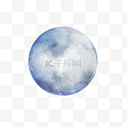 画图片_水彩创意蓝色月球