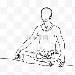 瑜伽冥想线条画男生艺术
