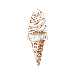 华夫格低温图片_华夫饼冰淇淋孤立清爽的夏季甜点