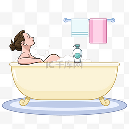 黄色毛巾图片_美女浴缸洗澡黄色