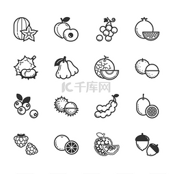 berry图片_Set of fruits and vegetables icons 