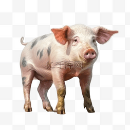小猪插画图片_卡通手绘动物小花猪