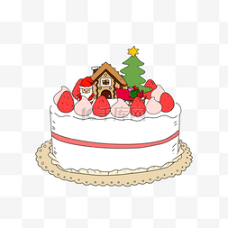 矢量圣诞老人插画图片_圣诞蛋糕可爱