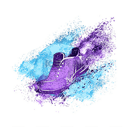 紫色城市背景图片_运动鞋泼漆
