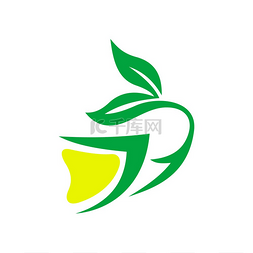 创意饮料图片_带有柠檬隔离创意标志的茶草药热