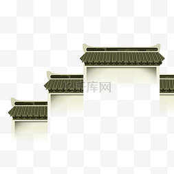 中式青砖屋檐马头墙建筑