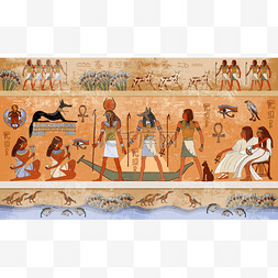 古埃及场景，神话。古埃及众神和