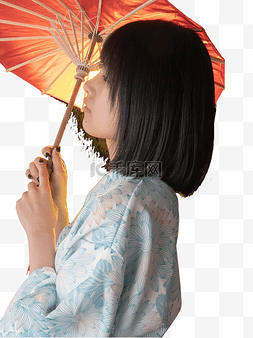 打伞和服少女