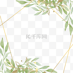 树叶矢量框图片_金箔树叶婚礼水彩装饰边框