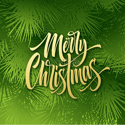 圣诞快乐手绘字体圣诞节书法以绿