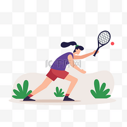 矢量女人跑步图片_网球比赛运动概念插画网球运动的