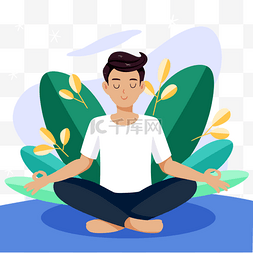 男生冥想瑜伽插画