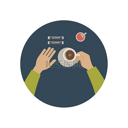 咖啡休息图标手握一杯热饮咖啡休