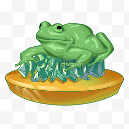 青蛙嘴巴图片_趴在翡翠石上的绿色青蛙