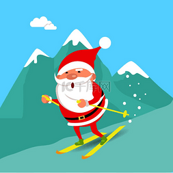大雪图片_圣诞老人从山上下来。