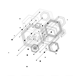 抽象连接六角结构背景.. 抽象连接