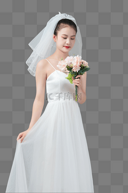 婚纱礼服图片_穿婚纱美女手捧花