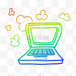 商务云数据科技图片_彩虹渐变画卡通笔记本电脑