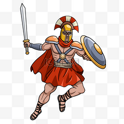 太阳卡通人物图片_古罗马盾剑战士卡通