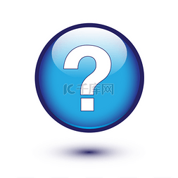 White question mark on blue