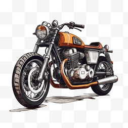 摩托车简图图片_卡通复古运动摩托车