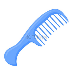 梳子上头发图片_矢量图的白色背景上的蓝色梳子。