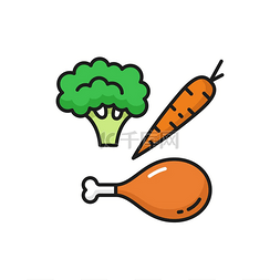生标志图片_吃西兰花、胡萝卜和鸡肉等生酮食