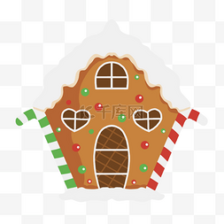 姜饼插画图片_红绿条纹软糖圣诞姜饼屋