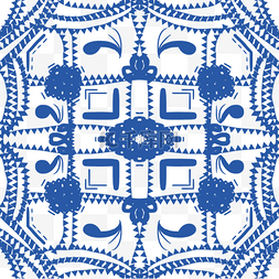复古刺绣传统图片_葡萄牙传统图案阿兹勒赫抽象蓝色