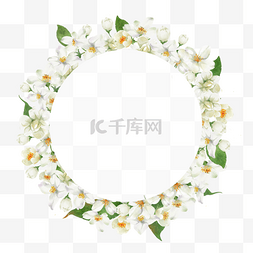 创意传单背景素材图片_茉莉花水彩花卉白色创意花环