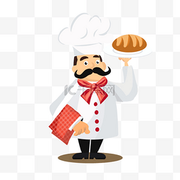 质量的符号图片_站立拿着面包的厨师