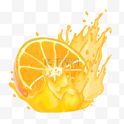 橙汁海报手绘图片_喷溅果汁橙汁