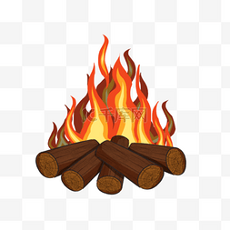燃烧的木头图片_篝火燃烧的火焰