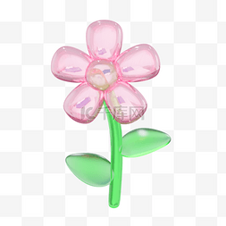 花儿粉色图片_3D立体玻璃亚克力质感粉色花朵