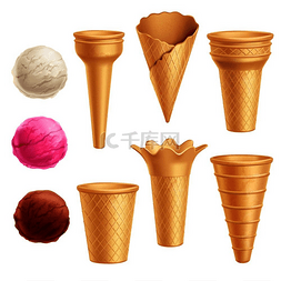 彩色u欧纳夫图片_逼真的彩色和孤立的冰淇淋图标集
