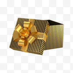 节日彩带立体图片_3d黑金圣诞礼物盒