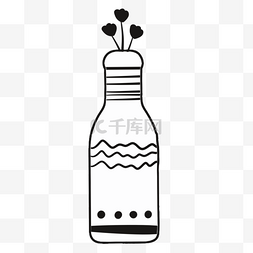 饮料简笔画图片_黑白线条卡通饮料瓶子