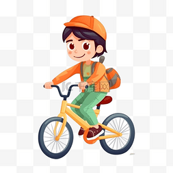 儿童图片_卡通手绘骑自行车儿童