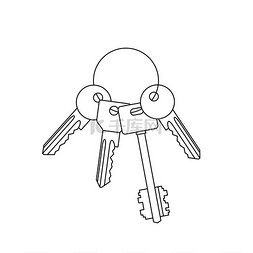 带环形线条图的钥匙带有一堆关键