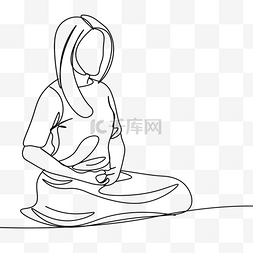 瑜伽冥想线条画女性极简