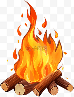 木材木头图片_火焰卡通木材火堆
