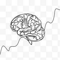 大脑思维线条画连续黑色
