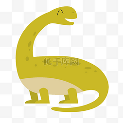 尾巴长图片_卡通可爱黄色长颈恐龙插画