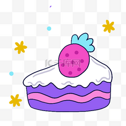 可爱的宝宝画画图片_蓝紫色系生日组合草莓蛋糕