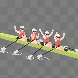 手绘东京奥运会女子划船赛运动项